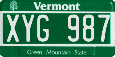 VT license plate XYG987