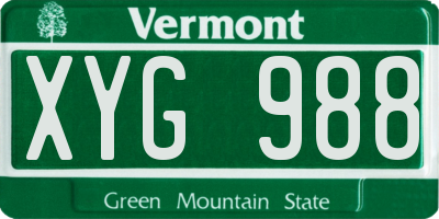 VT license plate XYG988