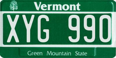 VT license plate XYG990