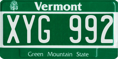 VT license plate XYG992