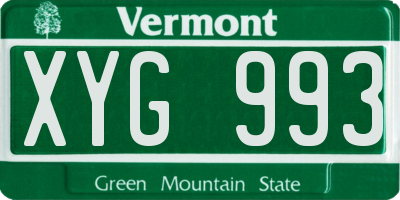 VT license plate XYG993
