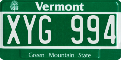 VT license plate XYG994