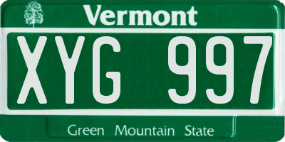 VT license plate XYG997