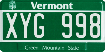 VT license plate XYG998