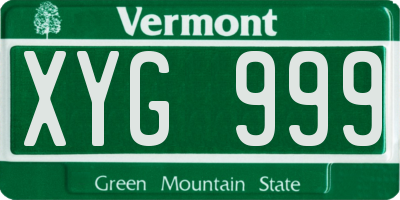VT license plate XYG999