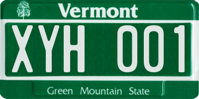 VT license plate XYH001
