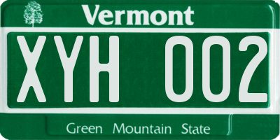 VT license plate XYH002
