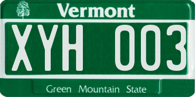 VT license plate XYH003