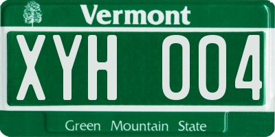 VT license plate XYH004