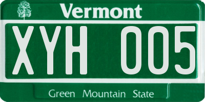 VT license plate XYH005