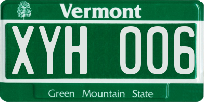 VT license plate XYH006