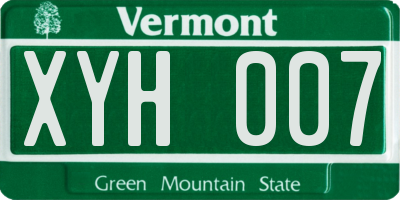 VT license plate XYH007