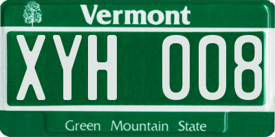 VT license plate XYH008