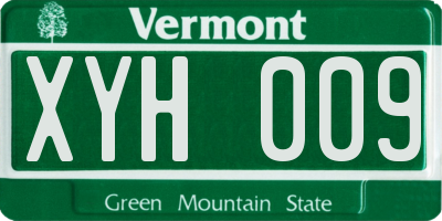 VT license plate XYH009