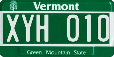 VT license plate XYH010
