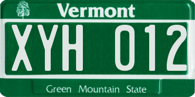 VT license plate XYH012