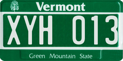 VT license plate XYH013