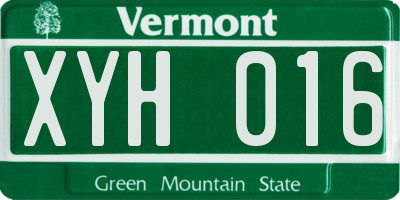 VT license plate XYH016