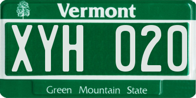 VT license plate XYH020