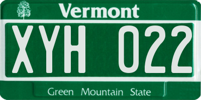 VT license plate XYH022