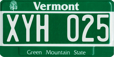 VT license plate XYH025