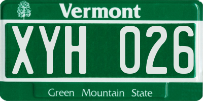 VT license plate XYH026