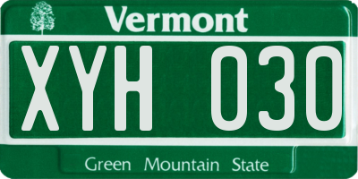 VT license plate XYH030