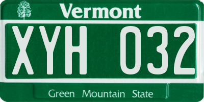 VT license plate XYH032