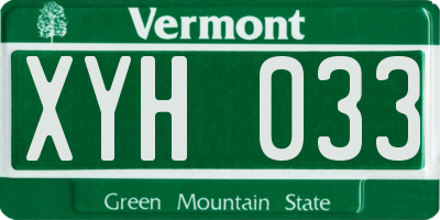 VT license plate XYH033