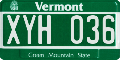 VT license plate XYH036