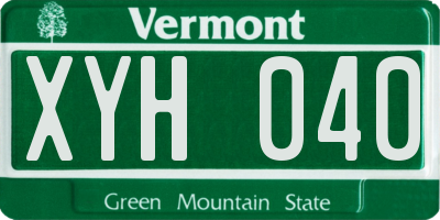 VT license plate XYH040