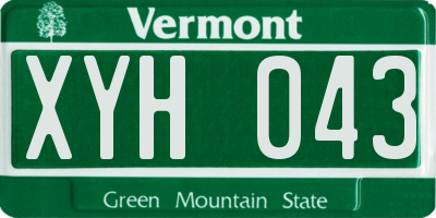 VT license plate XYH043