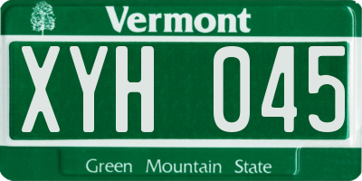 VT license plate XYH045