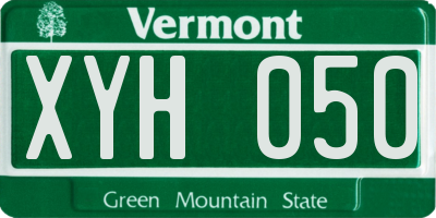 VT license plate XYH050