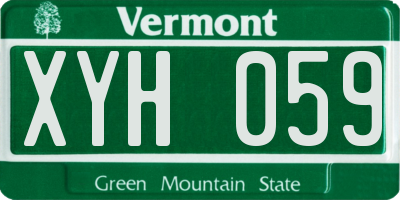 VT license plate XYH059