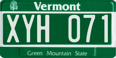 VT license plate XYH071