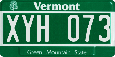 VT license plate XYH073