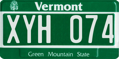 VT license plate XYH074