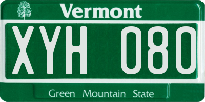 VT license plate XYH080