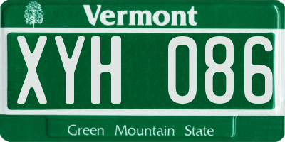 VT license plate XYH086