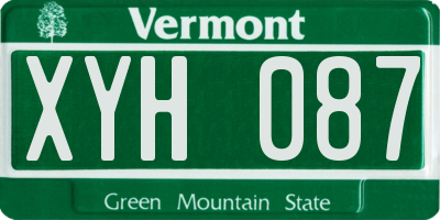 VT license plate XYH087