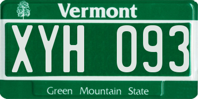 VT license plate XYH093