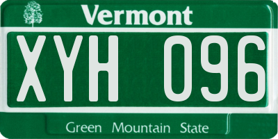 VT license plate XYH096
