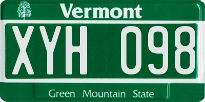 VT license plate XYH098