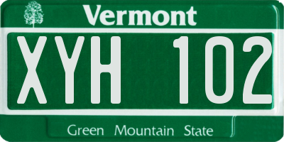 VT license plate XYH102