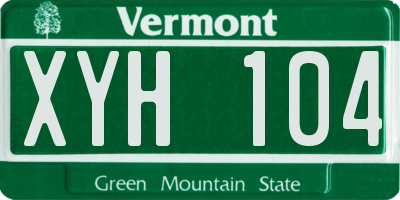 VT license plate XYH104