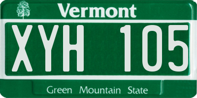 VT license plate XYH105