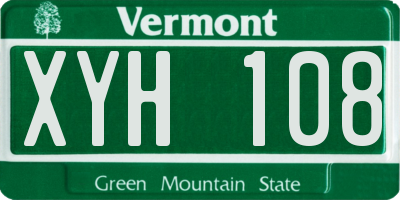 VT license plate XYH108