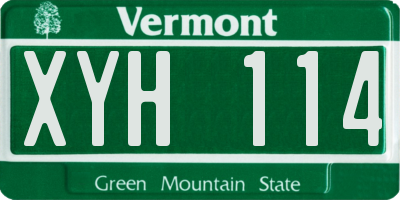 VT license plate XYH114