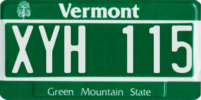 VT license plate XYH115